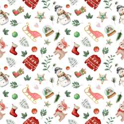 Pattern Bundle - Seamless 3D Pattern PBR Texture Featuring Watercolor Christmas Motifs in Soft Colors texture preview
