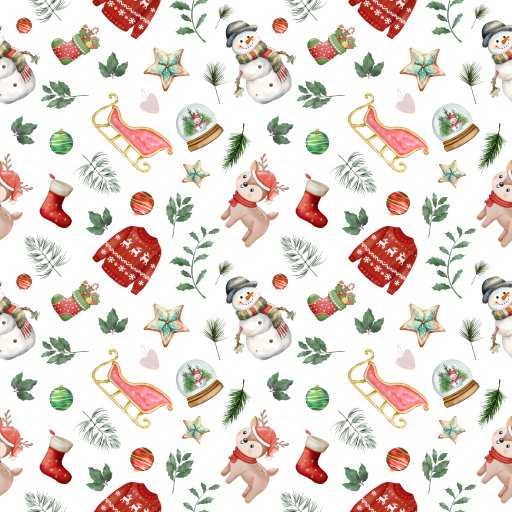 Pattern PBR Texture Featuring Watercolor Christmas Motifs in Soft Colors seamless Pattern Bundle PBR texture