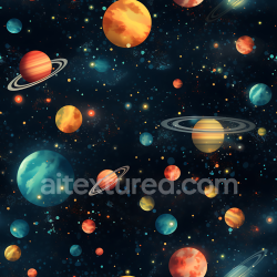 seamless Seamless 3D PBR Space Texture Featuring Vibrant Planets and Starfield texture 8k free download PBR