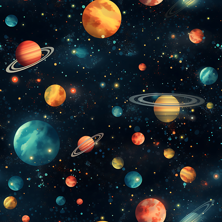 Space Featuring Vibrant Planets and Starfield seamless PBR texture preview