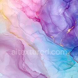 seamless Seamless 3D Alcohol Ink PBR Texture Featuring Soft Pastel Violet and Blue Fluid Swirls with Gold Veining texture 8k free download PBR