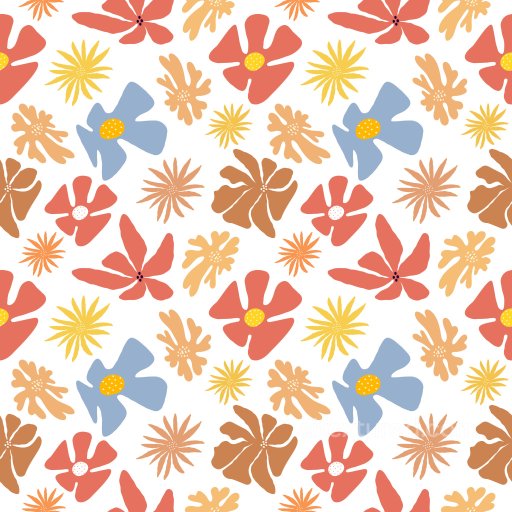 Floral Pattern Texture with Colorful Abstract Flowers and Playful Rhythm seamless Pattern Bundle PBR texture