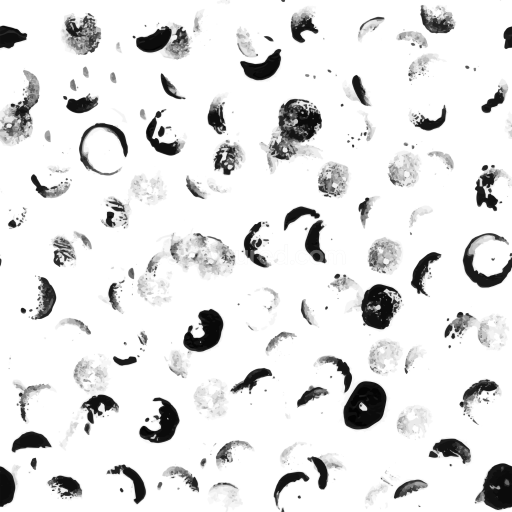 Seamless 3D PBR Texture with Abstract Black Ink Blot Pattern on White