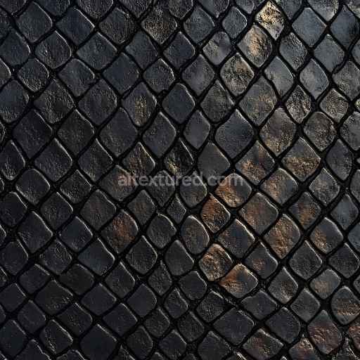 Seamless 3D PBR Texture of Dark Reptilian Skin with Subtle Scale Details