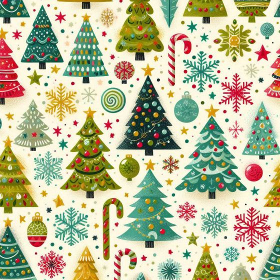 Christmas Digital Paper Texture Featuring Colorful Decorated Trees And Holiday Icons All Christmas Digital paper texture preview