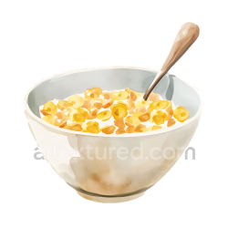 seamless Healthy Kamut Cereal Breakfast Bowl with Spoon PNG Illustration texture 8k free download PBR