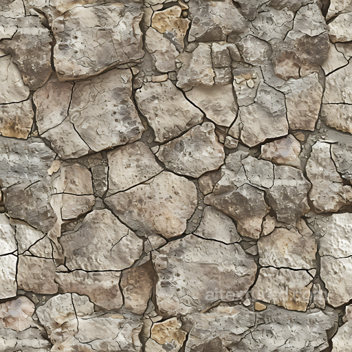Cracked Dry Stone Ground Texture with Weathered Flat Stones seamless Stone PBR texture