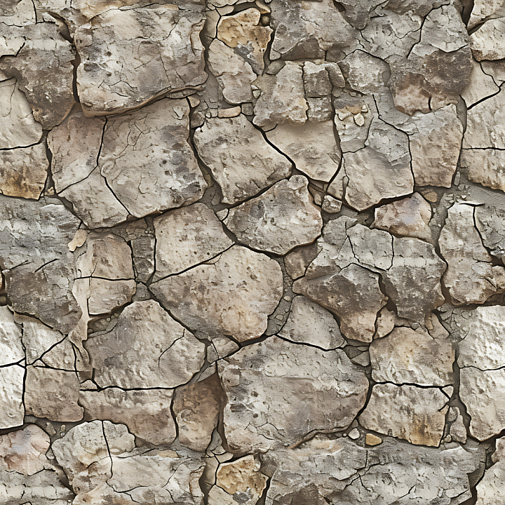 Cracked Dry Stone Ground with Weathered Flat Stones seamless PBR texture preview