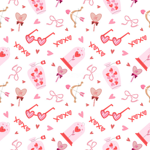Pattern Bundle - Seamless 3D Pattern PBR Texture with Cute Valentine's Day Icons & Playful Heart Motifs texture preview