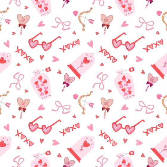 Pattern PBR Texture with Cute Valentine's Day Icons & Playful Heart Motifs Pattern Bundle texture preview