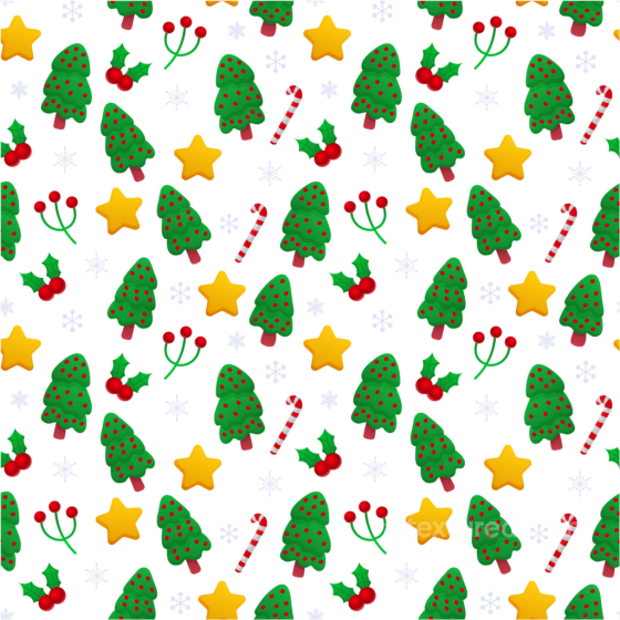 Featuring Bright Christmas Trees, Stars & Candy Canes Christmas Pattern texture preview
