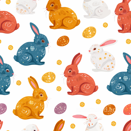 Featuring Colorful Easter Bunnies And Decorated Eggs Digital Paper seamless All Easter Digital paper PBR texture