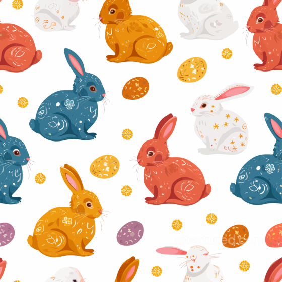 Featuring Colorful Easter Bunnies And Decorated Eggs Digital Paper All Easter Digital paper texture preview