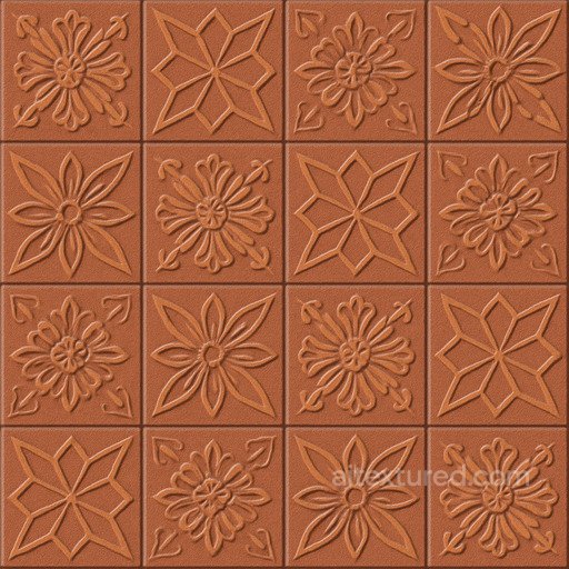 Patterned Terracotta Tile Seamless Texture seamless Ceramic-tile PBR texture