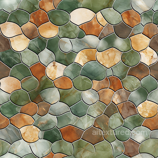 Green and Brown Marble Mosaic Texture with Polished Stones seamless Marble PBR texture