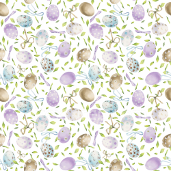 seamless Seamless 3D PBR texture of pastel watercolor Easter eggs with ribbon and leaves texture 8k free download PBR