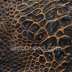 seamless Seamless 3D PBR Texture of Distressed Black Crocodile Leather with Glossy Finish texture 8k free download PBR