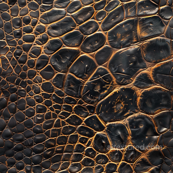 Distressed Black Crocodile Leather Seamless Texture with Glossy Finish Leather texture preview