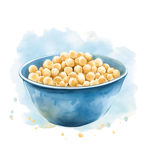 Sorghum Cereal Bowl Breakfast Illustration with Blue Ceramic Dish