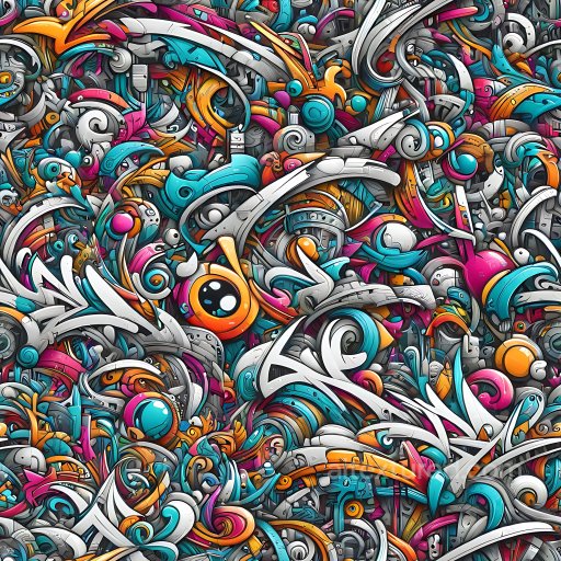 Seamless 3D PBR Graffiti Texture Featuring Colorful Abstract Urban Art texture preview