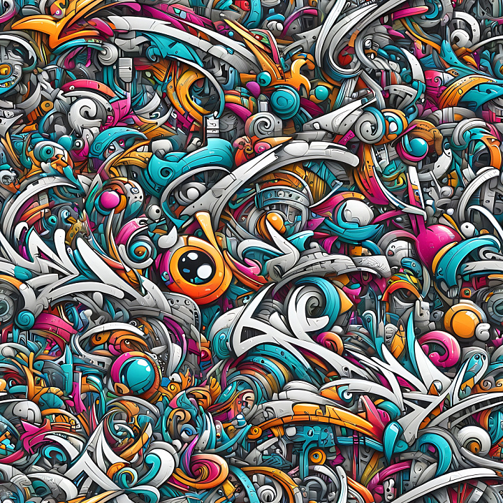 Graffiti Featuring Colorful Abstract Urban Art seamless PBR texture preview