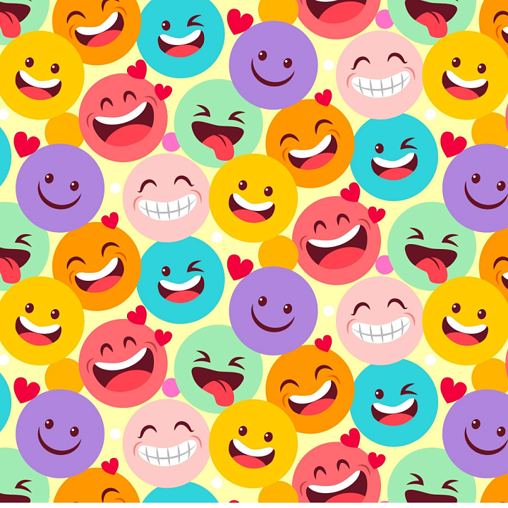 with Colorful Happy Face Pattern seamless PBR texture preview