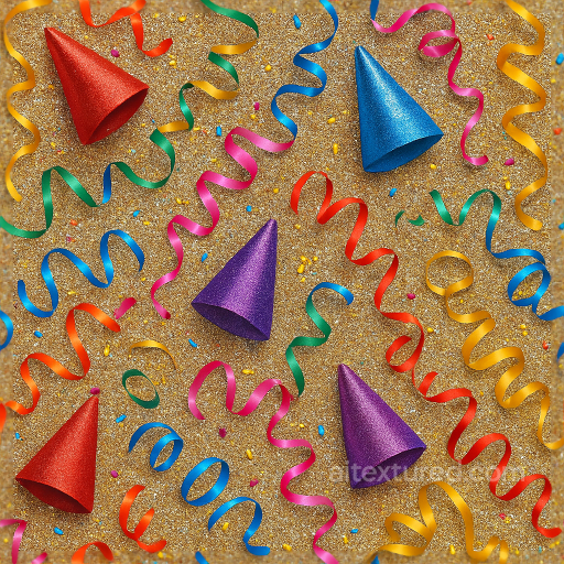 Glitter Party Hats And Ribbons For New Year seamless New Year PBR texture