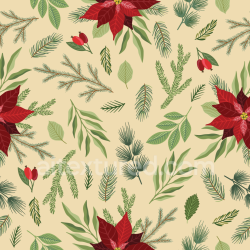 seamless Seamless 3D PBR Christmas digital paper texture with poinsettia and pine foliage texture 8k free download PBR