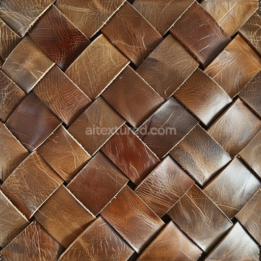 Seamless 3D PBR Woven Distressed Brown Leather Texture with Natural Grain