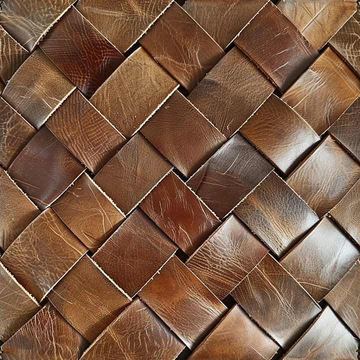 Woven Distressed Brown Leather with Natural Grain seamless PBR texture preview