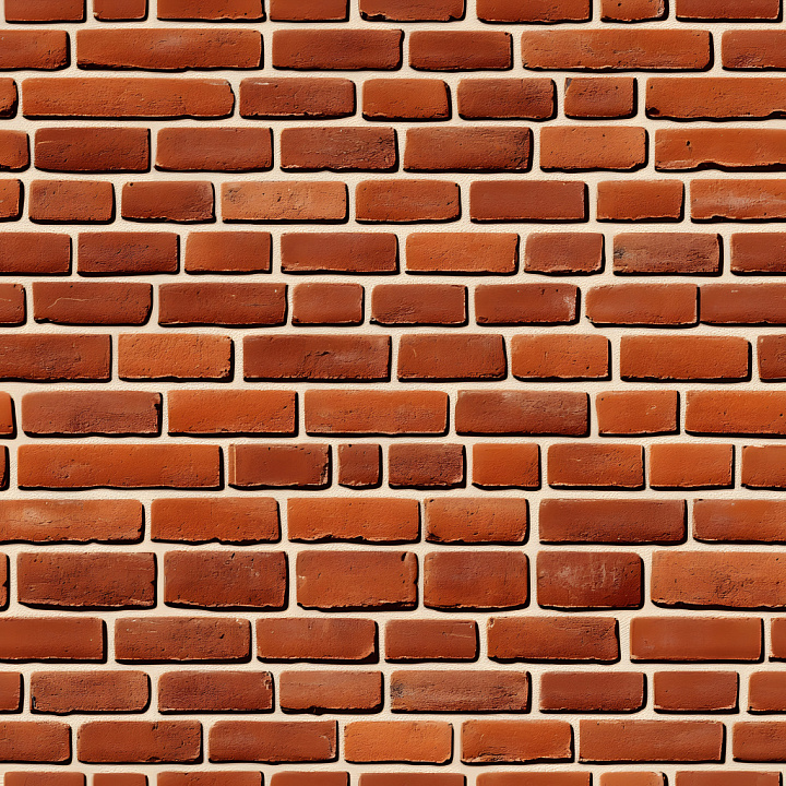 Cracked Red Brick Wall with Rough Edges and Weathered Mortar seamless PBR texture preview