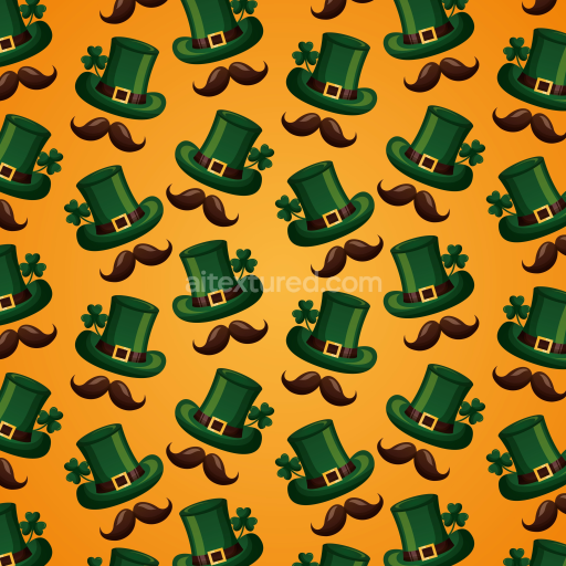 Seamless 3D PBR St Patrick's Day Hat and Mustache Pattern Texture