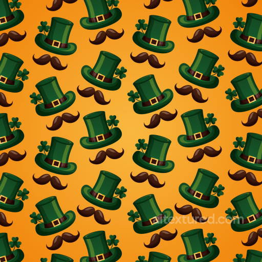 St Patrick's Day Hat and Mustache Pattern Texture seamless St patrick digital paper bundle PBR texture