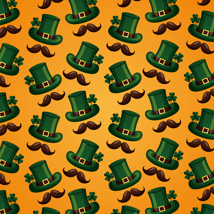 St Patrick's Day Hat and Mustache Pattern seamless PBR texture preview