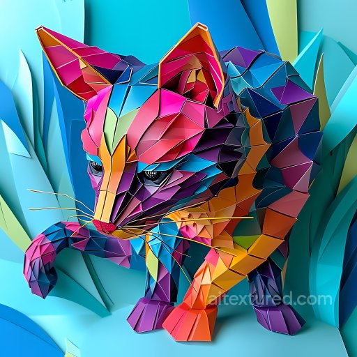 Animal - Seamless 3D PBR Texture of Origami-Inspired Colorful Asian Palm Civet Pattern texture preview