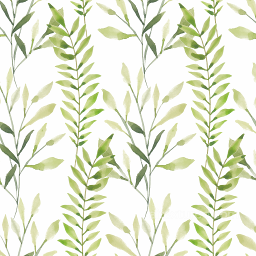 Watercolor Greenery Leaves Pattern in Soft Greens Seamless Texture seamless watercolor greenery PBR texture