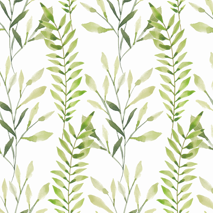 Watercolor Greenery Leaves Pattern in Soft Greens seamless PBR texture preview
