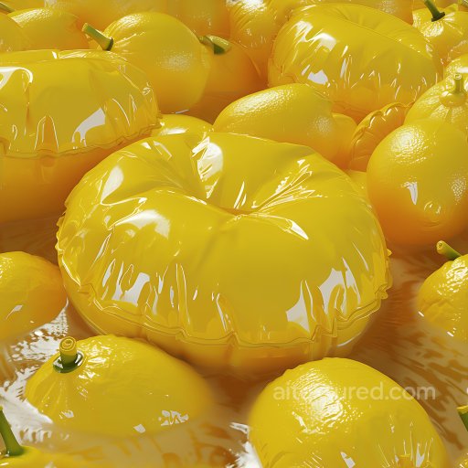 Inflated Glossy Yellow Vinyl Surface PBR Texture with Puffy Rounded Shapes seamless Inflated PBR texture