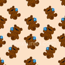 seamless Seamless 3D PBR Texture of Cute Brown Teddy Bears with Blue Flowers texture 8k free download PBR