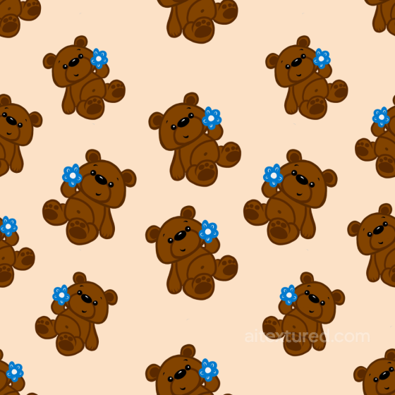 Baby Boy Texture of Cute Brown Teddy Bears with Blue Flowers Baby Boy texture preview