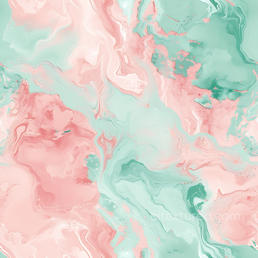 Marble Texture in Blush Pink and Mint with Fluid Vein Pattern seamless Marble PBR texture