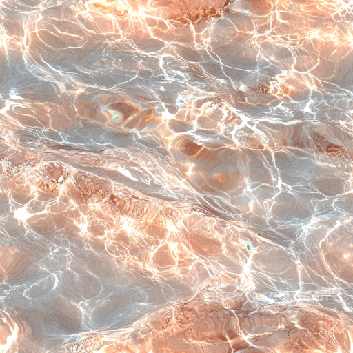 Shallow Water Seamless Texture with Bright Light Caustics and Soft Peach Tones seamless Water PBR texture