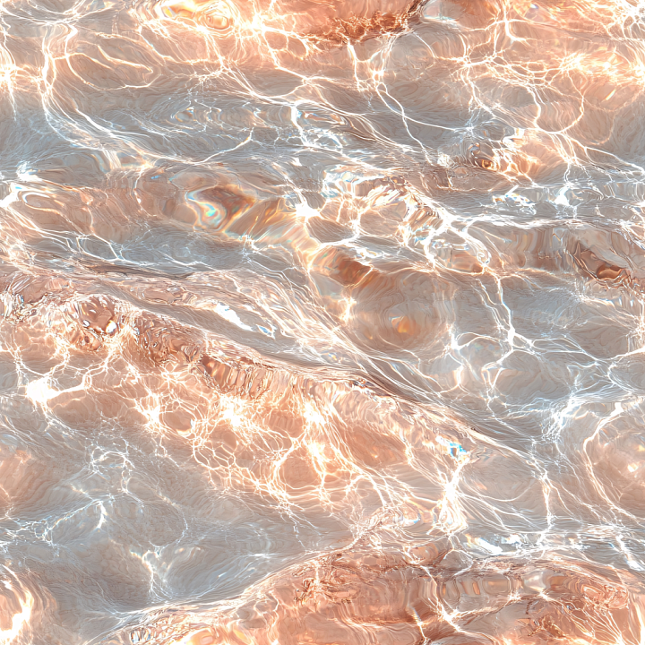 Shallow Water with Bright Light Caustics and Soft Peach Tones seamless PBR texture preview