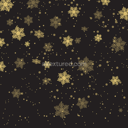 Seamless 3D PBR Texture of Gold Snowflake Glitter on Black Background