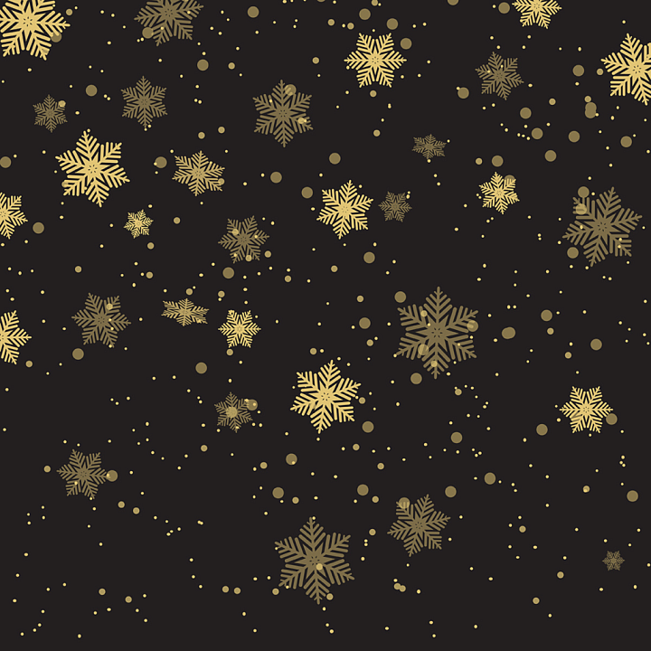 Christmas Glitter of Gold Snowflake Glitter on Black Background seamless PBR texture preview