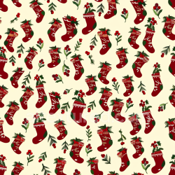 seamless Seamless 3D PBR Texture of Red Christmas Stockings with Holly and Evergreen Pattern texture 8k free download PBR