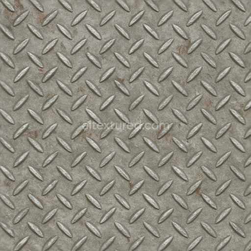 Seamless 3d texture pbr 8k tactile plate with diamond plate pattern and corrosion spots on brushed steel