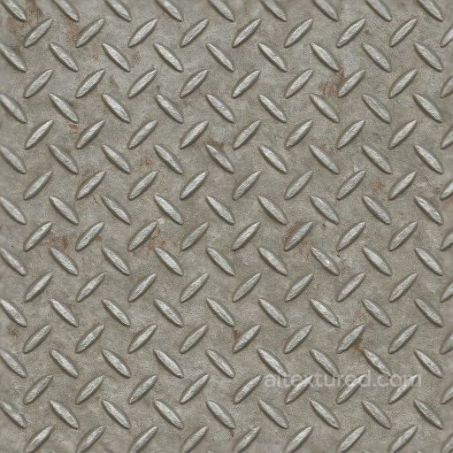 Tactile Plate With Diamond Plate Pattern And Corrosion Spots On Brushed Steel seamless Tactile Plate PBR texture