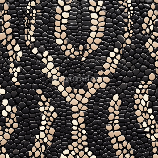 Seamless 3D PBR Reptilian Skin Texture Featuring Glossy Black and Cream Scales