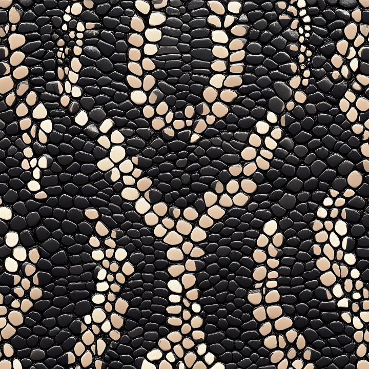 Reptilian Skin Featuring Glossy Black and Cream Scales seamless PBR texture preview